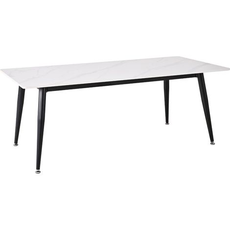 Table basse 120 cm céramique blanc marbré pieds métal - RYDER 2