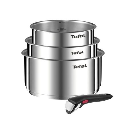 Tefal Ingenio Emotion: Juego de 3 cacerolas de acero con mango desmontable
