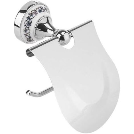 Classique de salle de bain wc Rouleau de papier support avec façade étanche à fixer au mur Bleu et blanc en porcelaine Motif (1/5)