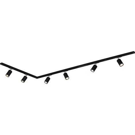 Système de rail Rail set complet, 6x GU10 spots orientables, forme L, système de rail d'éclairage plafond, rail de spot, lampe de plafond, plafonnier, spotlight, 2,25m, noir (1/5)