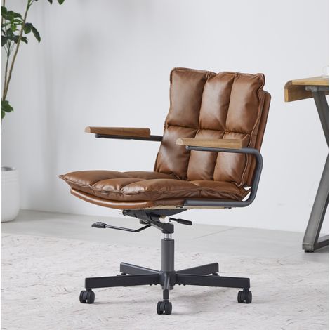 Ergonomischer Bürostuhl aus Leder, drehbar, verstellbar, braun HAVRYA (1/5)