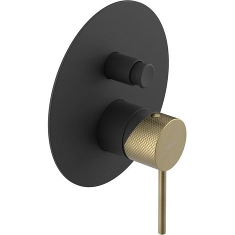 Mitigeur de douche à encastrer ULTRASAN, 2 sorties, noir mat/or mat