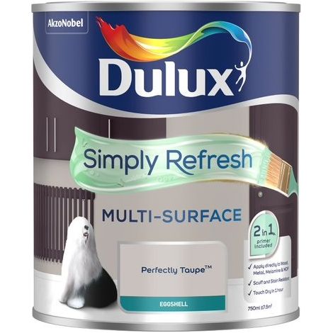 Dulux Simply Refresh Multi-Surface Eggshell Paint - Perfectly Taupe - 750ml