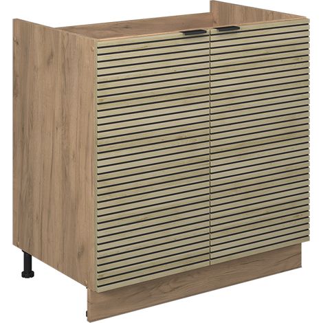 Meuble sous évier Fame-Line, Panneau en chêne, 80cm sans plan de travail, Vicco (1/5)
