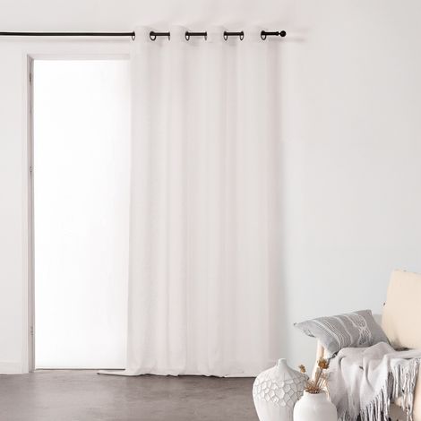 Voilage tamisant en gaze poly-lin à œillets Blanc 140x260 cm