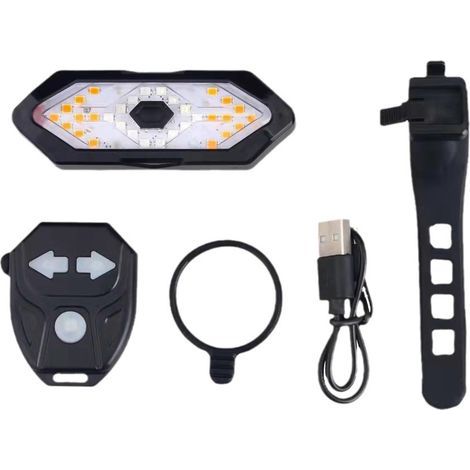 Luz trasera para bicicleta, luz trasera con intermitente y control remoto inalámbrico, recargable por USB, resistente a golpes y al agua - 5 modos de iluminación, luz trasera para bicicleta con efecto (1/3)