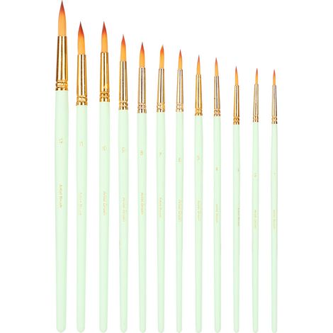 Lot de 12 pinceaux artistes poils synthétiques nylon, fournitures pour aquarelle et peinture à l'huile. (1/5)