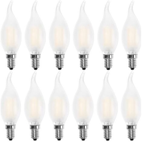Ampoule LED E14 Flamme,Forme de Bougie,Blanc Chaud 2700K,4W Equivalence Incandescence 40W,400lm, Lot de 12