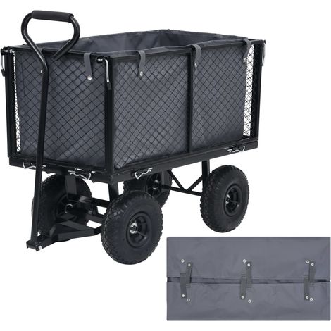 Bâche de chariot de jardin Gris foncé 81x41x40 cm Tissu vidaXL