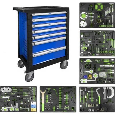 JBM 54501 Cassettiera blu 7 cassetti con kit di messa in fase 250 Pz.
