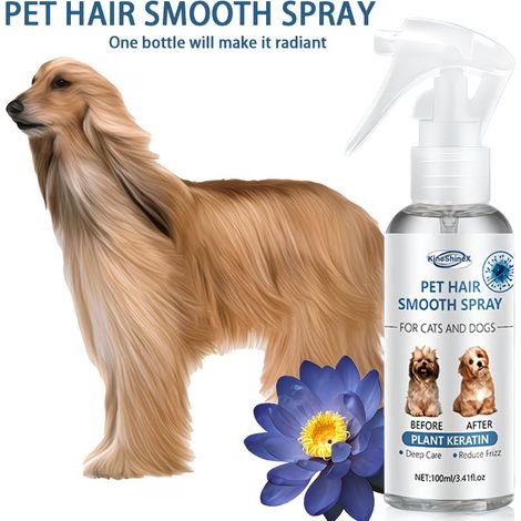 KineShineX Pet Hair Smoothing Fragrance Spray enthält natürliche Feuchtigkeitsspender, die Frizz sofort glätten. (1/5)
