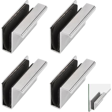 CCYKXALot de 4 poignées de placard en verre adhésives sans perçage pour portes en verre de 5 à 6 mm – Poignées à dos adhésif très résistantes pour Argenté (1/5)
