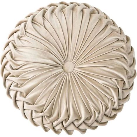 1 coussin de siège, forme roue automobile, 35x35x10 cm, velours néerlandais, beige, pour bureau et voiture (1/4)