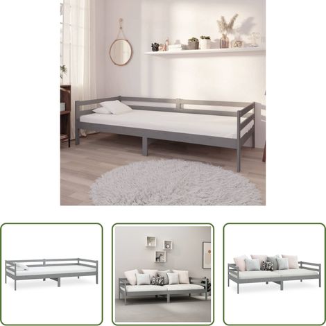 Sofabett -  Tagesbett Grau Massivholz Kiefer 90x200 cm