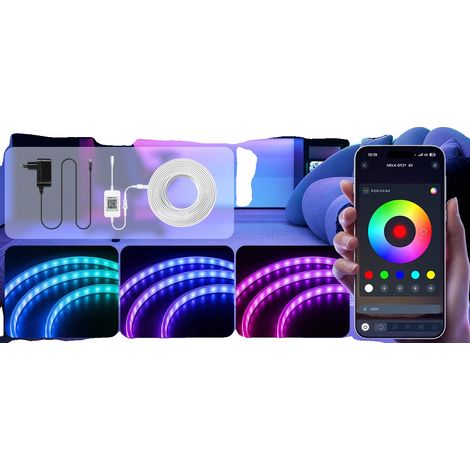 Striscia luminosa a LED al neon, controllabile tramite app, installazione flessibile, 15 m, 220V-240V, spina EU-C. (1/2)