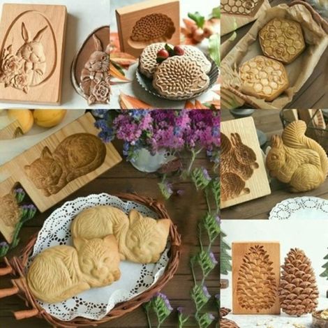 Moules à biscuits en bois, moules à gaufrer, presses à biscuits, outils de pâtisserie (1/5)
