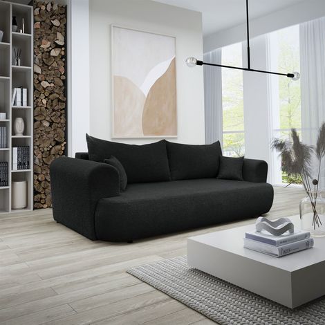 Sofa Schlafsofa 3-Sitzer ANIKE Stoff Now or Never Schwarz (1/4)