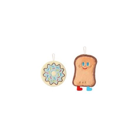 Korallenvlies-Handtuch mit Aufhängeschlaufe, schnell saugfähiges, doppellagiges Mini-Handtuch, ideal für Küche und Bad, hübsches Stickmotiv (Toast, Donut), 22 x 17 cm – Crezuo (1/5)