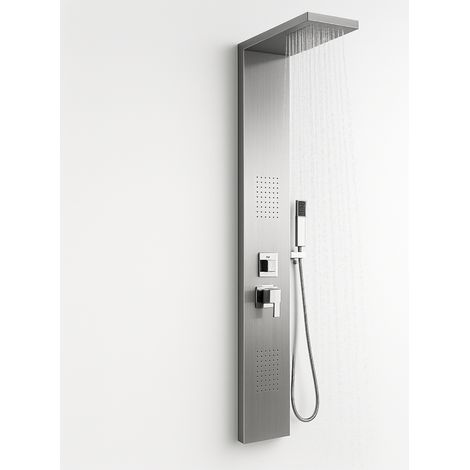 Colonna doccia 002 4 funzioni acciaio inox getto a cascata 2 bocchette idro lombari l20xp44xh170 finitura- spazzolato - confezione 1