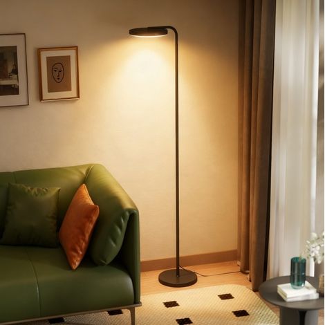 Lámpara de pie LED negra con mando magnético, regulable y giratoria, 30 W (1/5)
