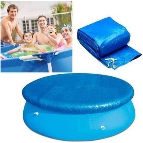 Runde Poolabdeckung mit 457 cm Durchmesser, Schutzhülle mit Seilbefestigungen, strapazierfähige, staub- und winddichte Abdeckung für runde Aufstellpools (1/5)