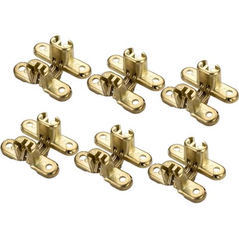 Lot de 6 charnières invisibles en alliage de zinc, ultra-minces, pour l'installation sur porte de placard (1/5)