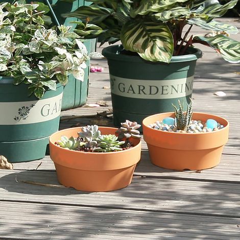 Pot À Plantes - En Plastique - Imitation Terre Cuite - Avec Trou De Drainage - Pour Succulentes Et Cactus - Intérieur Jardin Balcon - 1 Pièce - 16 cm (1/4)