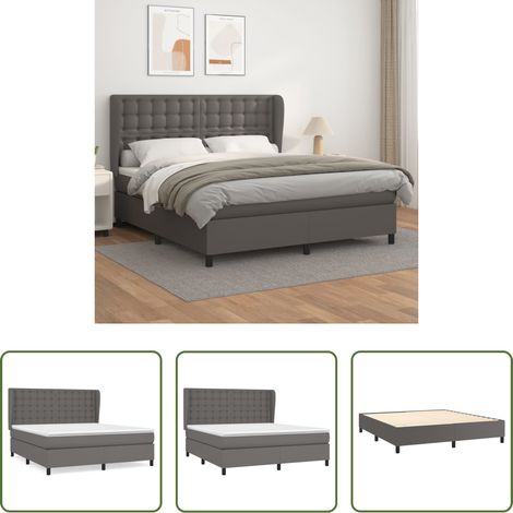vidaXL Matratze -  Boxspringbett mit Matratze Grau 160x200 cm Kunstleder (1/5)