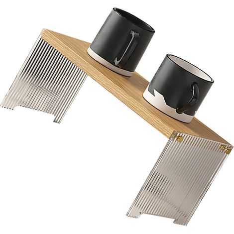 Étagère de rangement pour tasses à café, grande capacité, support stable, organiseur de comptoir pour salon et chambre (couleur bois,1 niveau) (1/5)