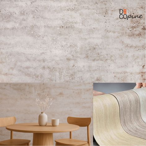 Panneau mural souple effet travertin beige en pierre naturelle – DECOPINE – 60x120 cm – Lot de 4 – 3,12 m²