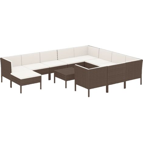 Set Divani da Giardino 12 pz con Cuscini in Polyrattan Marrone vidaXL (1/5)