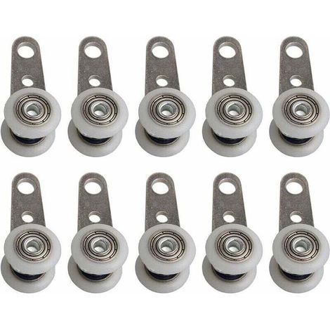 Lot De 10 Roulettes Pour Baies Vitres Ou Portes Coulissantes - En Mtal Et En Plastique - 4,5 X 1,9 Cm,