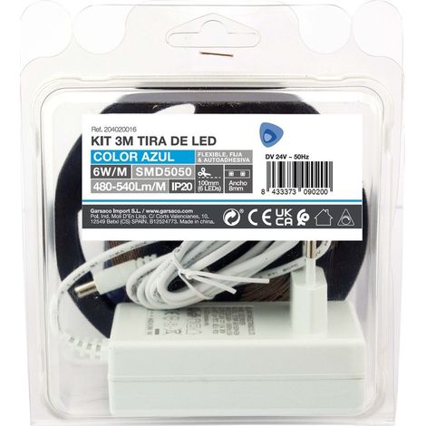 Kit Striscia LED 3M 6W/M IP20 Blu predisposta
