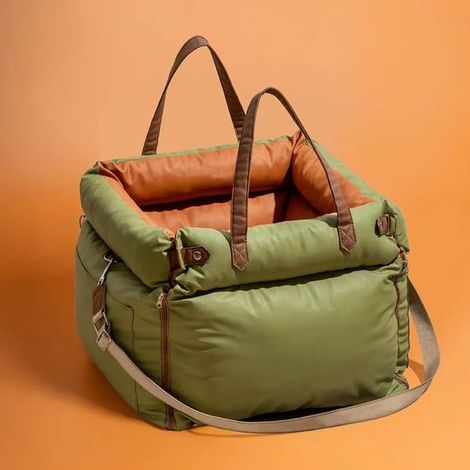Siège Auto pour Animaux de Compagnie en Cuir Véritable – Housse de Protection Voiture, Transport Sûr pour Chien et Chat (1/5)