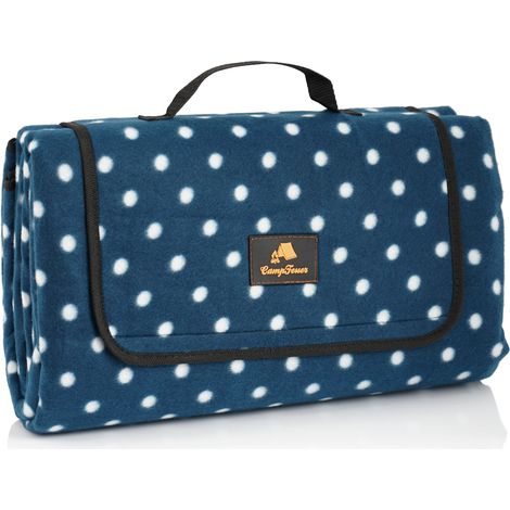 CampFeuer Picknickdecke 200x200 cm blau Muster: Punkte