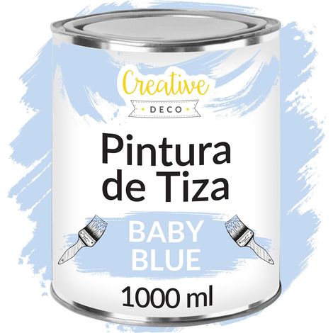 Creative Deco Pintura a la Tiza Azul Bebé 1L Mate y Lavable para Muebles de Madera