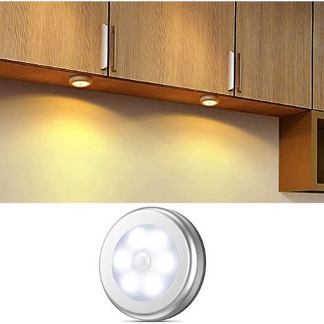 Lampe à détecteur, Veilleuse, LED Détecteur,utilisée pour les couloirs/armoires/table de nuit, Argent, Lumière blanche, KINSI (1/5)