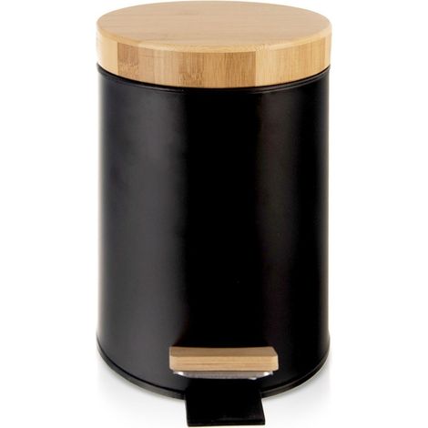 Metall-Abfalleimer mit Fußpedal, schwarz, Badezimmer, klein, 3 l