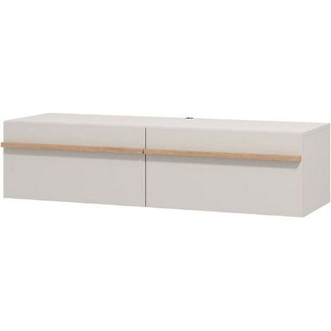 Mueble para TV Sirolo, un estante, 2 compartimentos, 2 puertas, 128x42x32h cm Blanco Crema