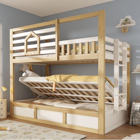 Cama litera infantil ahorro espacio con almacenaje OKMYHOME (1/5)