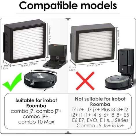 (12 pezzi) Filtro HEPA di ricambio Combo J9+ compatibile con l'aspirapolvere robot iRobot Roomba Combo J7+ Plus/Combo J9+ / Combo (1/3)