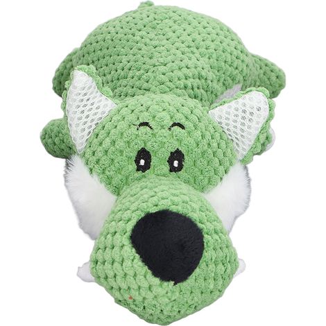 Peluche pour chiens, jouet à mâcher interactif, soulage l'anxiété, durable, jouet doux avec couineur pour chiots et animaux de compagnie (Loup) (1/5)