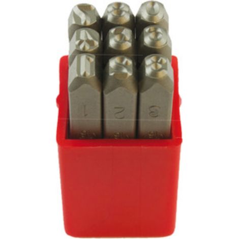 PUNZONI IN ACCIAIO SERIE  9 NUMERI 8X75 MM