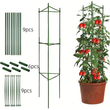 Tuteur pour Tomates Cage de Jardin avec Tiges Plastifiées Support Plantes Grimpantes en Pot ou Extérieur Accessoire Jardinage 1.2m (1/5)