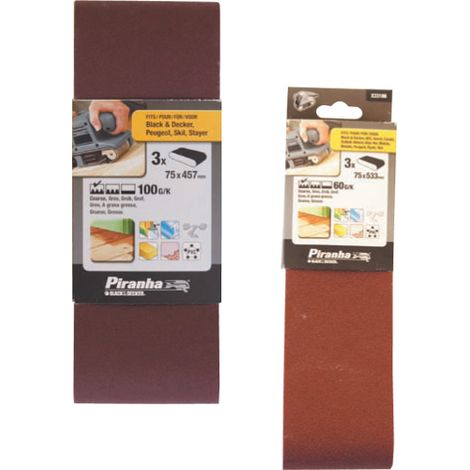 3 bandes velcro 100 mm grain 75x457 ponceuse A  bande piranha X33106