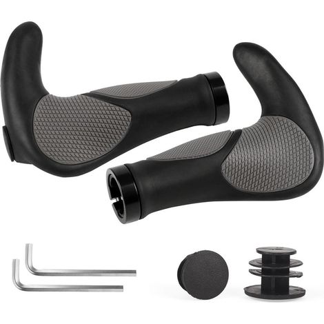 Ergonomische Fahrradgriffe mit Lock-On Design für MTB, Trekking, E-Bike, Grau (1/5)