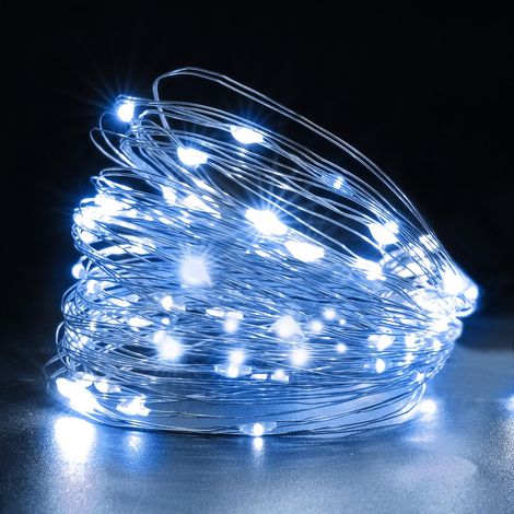 Guirlande Lumineuse à Piles, 2 Pièces 2m 20 LED Guirlande Lumineuse en Fil Cuivre, Petite guirlande lumineuse intérieur, LED Décoration pour Chambre, Fête, Mariage, Noël - Blanc froid (1/5)