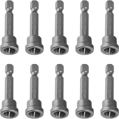 10Pcs 50mm PH2 Hex Shank Magnetic Screwdriver Bits Set for Drywall Plasterboard Locating
