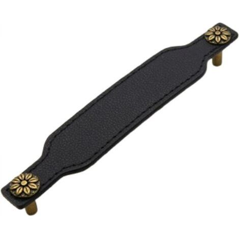 Lot de 4 148 x 28 mm Poignée Cuir Meuble Porte poignées meubles en cuir noir avec vis pour armoires, tiroirs, cuisines et portes, d'armoire, Poignées Placard Cuisine Chambre
