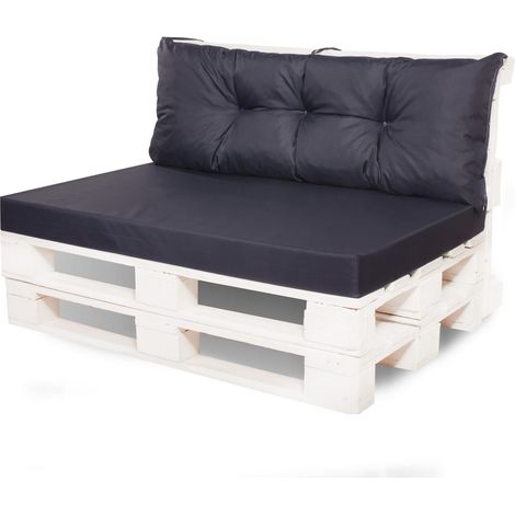 Coussin de palettes, Jeu de coussins de jardin 120x60 et Dossier 120x40cm Noir / coussin de palettes pas cher extérieures (1/3)